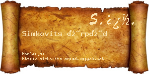 Simkovits Árpád névjegykártya
