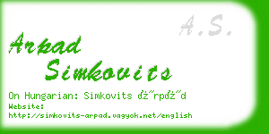 arpad simkovits business card